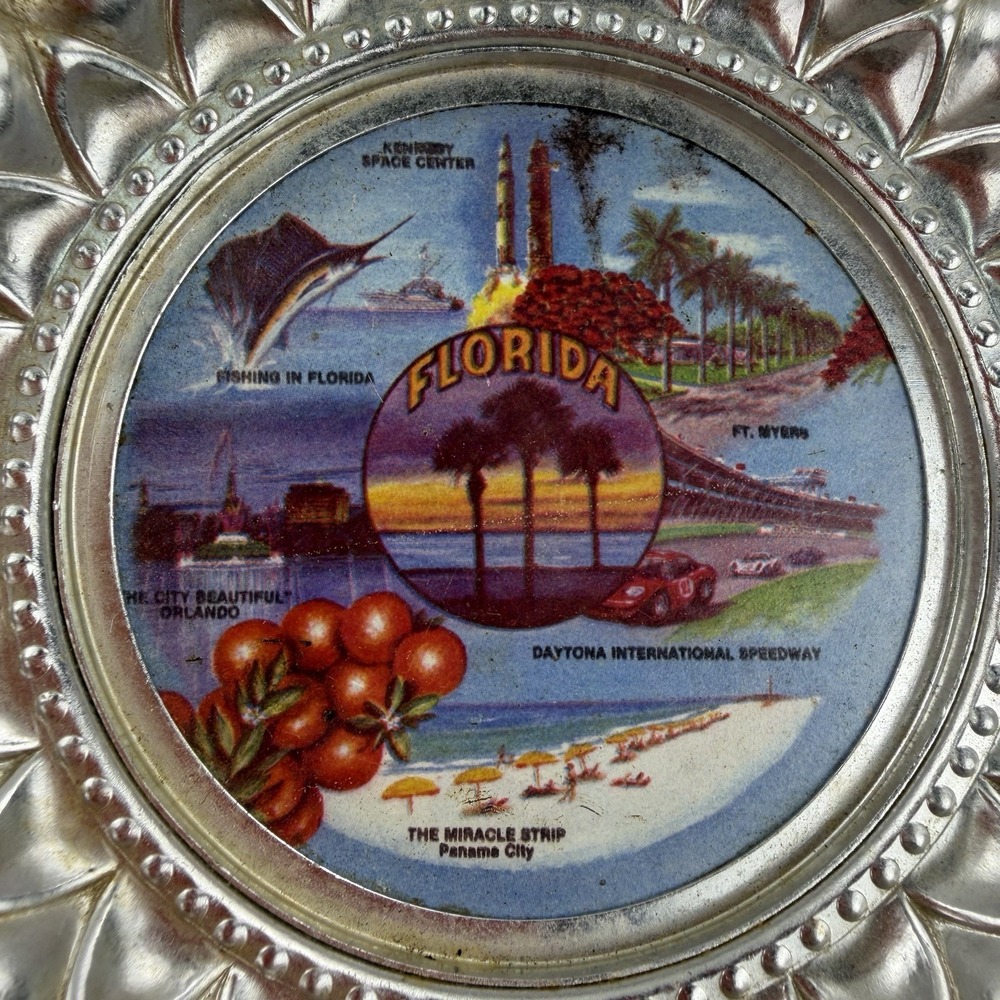 Vintage Collector's Ashtray Of The State Of Florida Pearlesce‎ Popular Landmarks - Picture 2 of 4